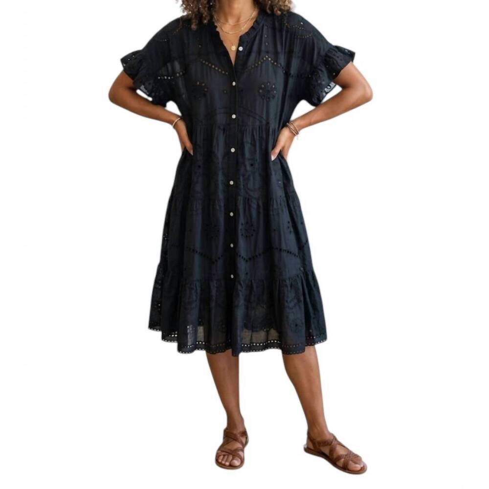 NEW RUBYYAYA rose button down dress in black